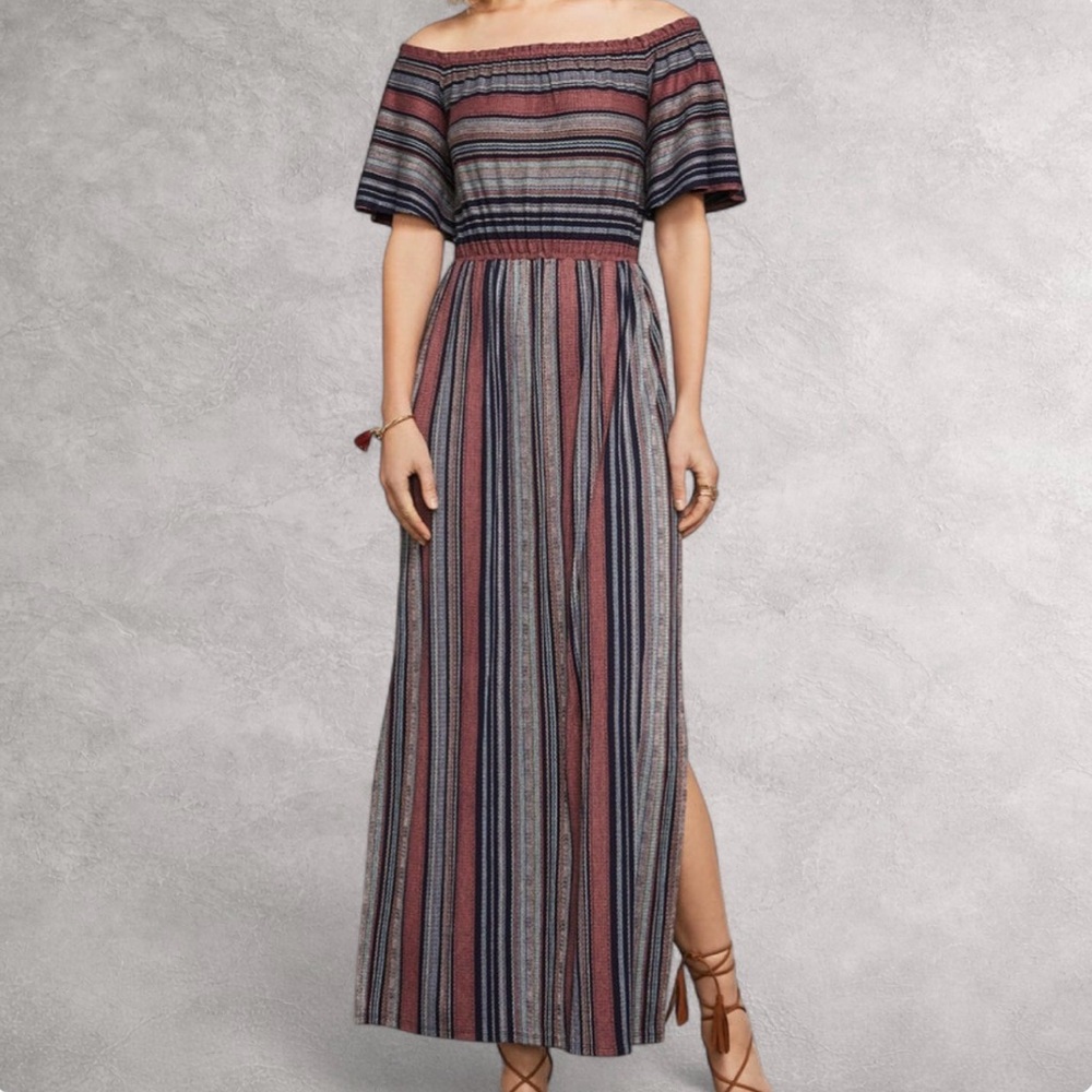 BCBG Max Azria Striped Boho Dress‎ Size L
